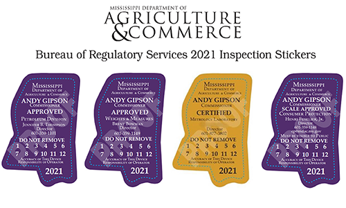 Bureau of Regulatory Service 2021 Inspection Stickers