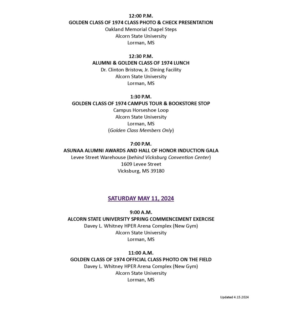 2024 Alumni Weekend Alcorn State University