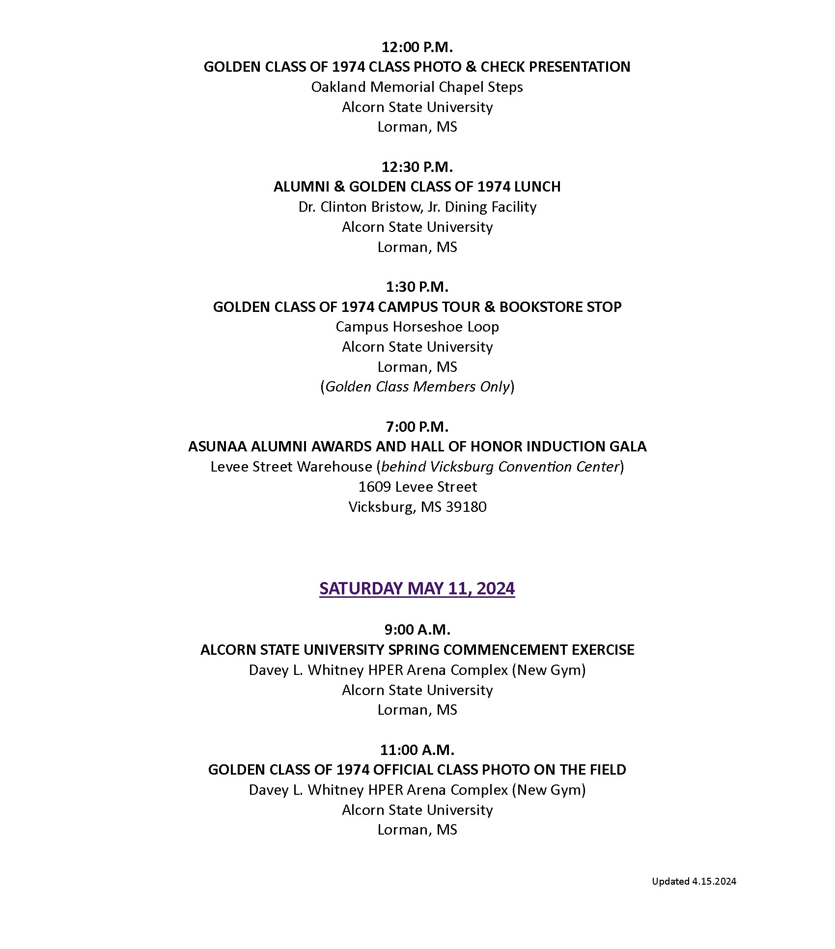 2024 Alumni Weekend Alcorn State University