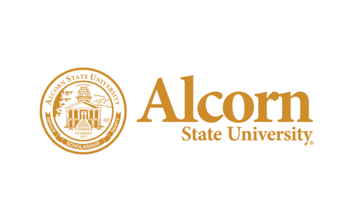 Alcorn State University logo featuring the university seal with Oakland Chapel and the text "Alcorn State University" in gold