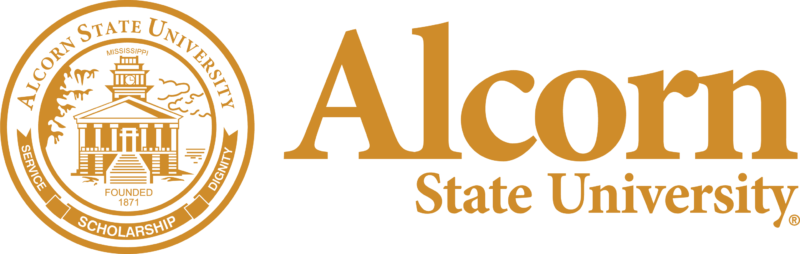 Alcorn State icon with Oakland Chapel and trees and the Alcorn Wordmark
