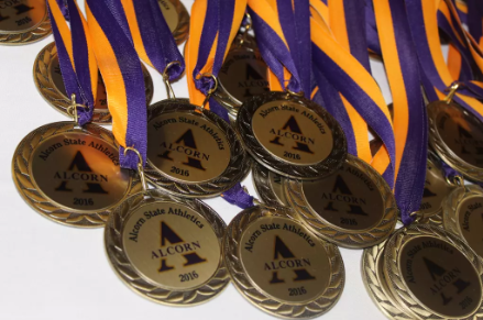 Photo of multiple Alcorn State University Athletics medals that were presented at the Athletics Banquet.