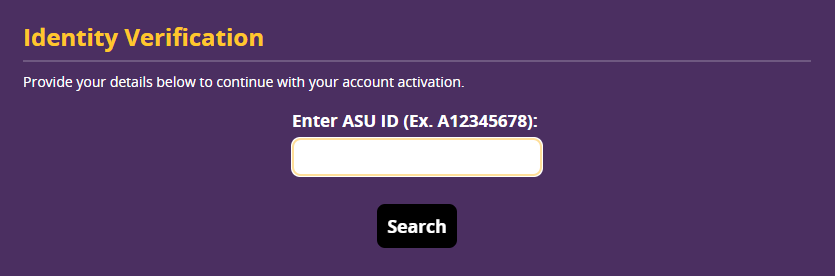 Account activation portal landing page