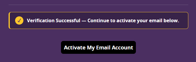 Identity verified confirmation screen