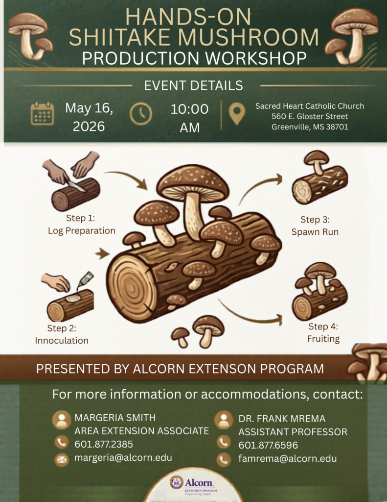 HANDS-ON SHIITAKE MUSHROOM WORKSHOP MAY 16, 2026