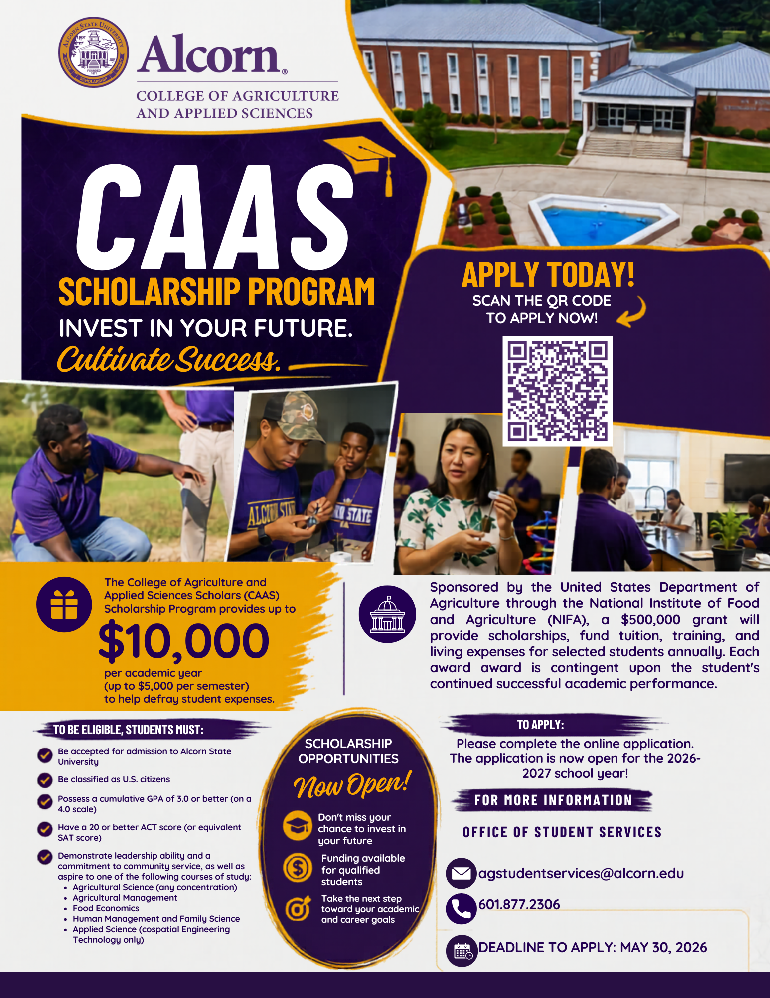 CAAS SCHOLARSHIP FLYER, APPLICATION DEADLINE MAY 30, 2026