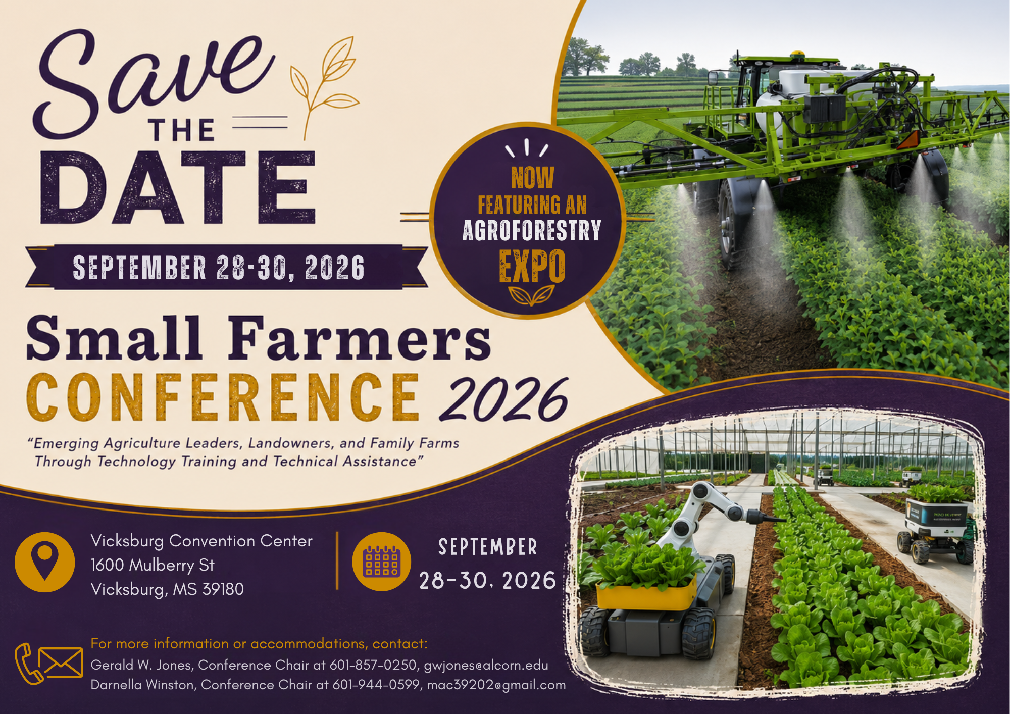 Small Farmers Conference 2026 Save the Date, Septmber 28-30, 2026, Vicksburg Convention Center